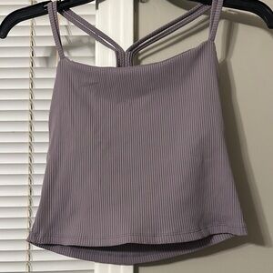 Women's Purple Strappy Crop Top Ribbed with Built in Bra